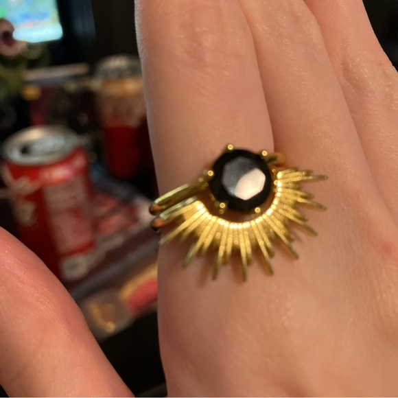 NEW GOLD AND BLACK GOTHIC SUNBURST RING SET - Picture 3 of 10